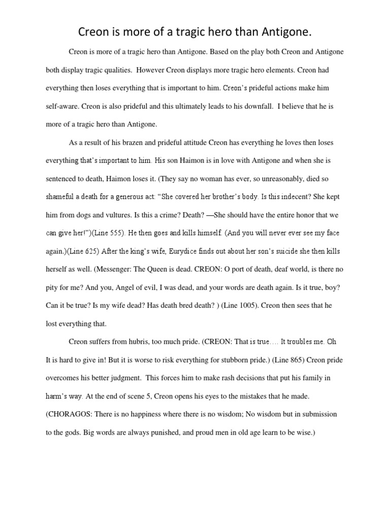 antigone themes essay creon essay